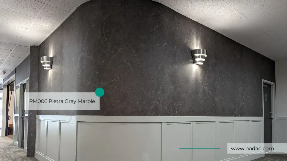 Hospital corridor wall in PM006 Pietra Marble film